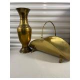 Brass Vase and Fireplace Log Holder