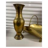 Brass Vase and Fireplace Log Holder