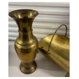 Brass Vase and Fireplace Log Holder