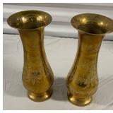 Set of Indian Etched Brass Vases