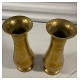 Set of Indian Etched Brass Vases