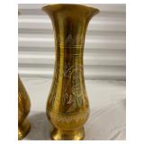 Set of Indian Etched Brass Vases
