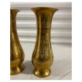 Set of Indian Etched Brass Vases
