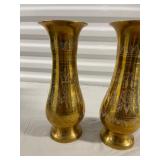Set of Indian Etched Brass Vases