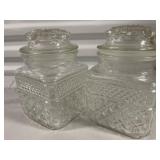 Set of 2 Vintage Clear Glass Square Apothecary Jars