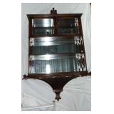 Unique Indian Cherry Wall Cabinet with Bells and Mirrored Shelves
