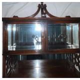 Unique Indian Cherry Wall Cabinet with Bells and Mirrored Shelves