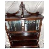 Unique Indian Cherry Wall Cabinet with Bells and Mirrored Shelves