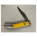 Vintage Imperial Prov RI USA 2-blade Yellow Handle Pocket Fish Knife