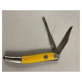 Vintage Imperial Prov RI USA 2-blade Yellow Handle Pocket Fish Knife