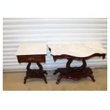 Victorian Style Marble-Top Side Table and Demi-Lune Console Table Set