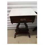 Victorian Style Marble-Top Side Table and Demi-Lune Console Table Set