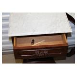 Victorian Style Marble-Top Side Table and Demi-Lune Console Table Set