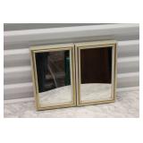 Pair of Rectangular Wall Mirrors with Gold Trim