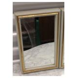 Pair of Rectangular Wall Mirrors with Gold Trim