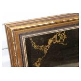Vintage Framed Wall Art with Abstract Gold Design