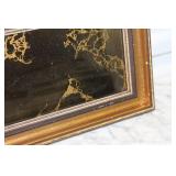 Vintage Framed Wall Art with Abstract Gold Design