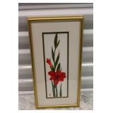 Framed Floral Artwork with Gold Frame