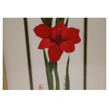 Framed Floral Artwork with Gold Frame