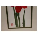 Framed Floral Artwork with Gold Frame