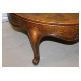 Vintage Round Wood Coffee Table with Carved Detail