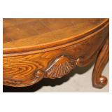 Vintage Round Wood Coffee Table with Carved Detail