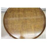 Vintage Round Wood Coffee Table with Carved Detail