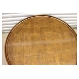Vintage Round Wood Coffee Table with Carved Detail