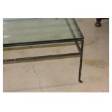 Glass and Metal Coffee Table with Twisted Metal Details