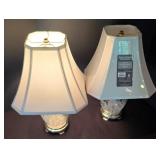 Lovely Pair of Floral-Patterned Glass Lamps