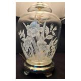 Lovely Pair of Floral-Patterned Glass Lamps