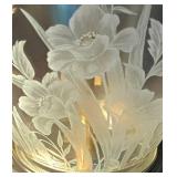 Lovely Pair of Floral-Patterned Glass Lamps