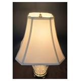 Lovely Pair of Floral-Patterned Glass Lamps