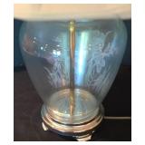 Lovely Pair of Floral-Patterned Glass Lamps