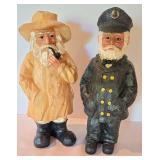 Pair of Craggy Carved Wood Nautical Figures
