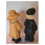 Pair of Craggy Carved Wood Nautical Figures