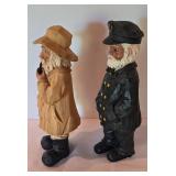 Pair of Craggy Carved Wood Nautical Figures