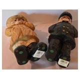 Pair of Craggy Carved Wood Nautical Figures