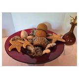 Decorative Shell, Vintage Net/Rope Float, Glassware Display