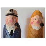 Old Salts Collection Figure + Four Carved Wooden Nautical Figures