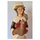 Outstanding Carved Wooden Pilgrim Thanksgiving Couple