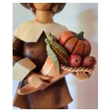 Outstanding Carved Wooden Pilgrim Thanksgiving Couple