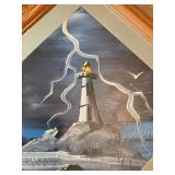 Striking Oil Painting on Framed Mirror