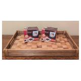 Decorative Tray and Two Photo Frame Coasters Sets