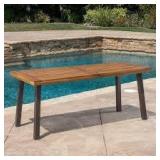 Noble House DellaTeak Finish Rectangle Wood Outdoor Patio Dining Table  Customer Returns See Pictures