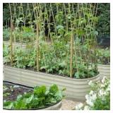 VEIKOUS 8 ft. x 2 ft. x 1.4 ft. Galvanized Raised Garden Bed 9-in-1 Planter Box Outdoor, Pearl White Customer Returns See Pictures