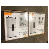 Lot of HDX Plastic Freestanding Garage Storage Cabinet With Lockable Doors and Shelves in Gray (27 in. W x 68 in. H x 15 in. D)  Customer Returns See Pictures