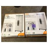 Lot of HDX Plastic Freestanding Garage Storage Cabinet With Lockable Doors and Shelves in Gray (27 in. W x 68 in. H x 15 in. D)  Customer Returns See Pictures
