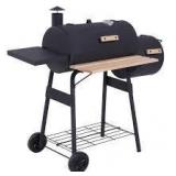 Outsunny 48 in. Steel Portable Backyard Charcoal BBQ Grill and Offset Smoker Combo in Black with Wheels and 2 Storage Shelves     Customer Returns See Picture