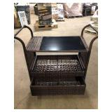 Wicker Outdoor Bar Cart with Storage Cabinet by Karl home Customer Returns See Picture